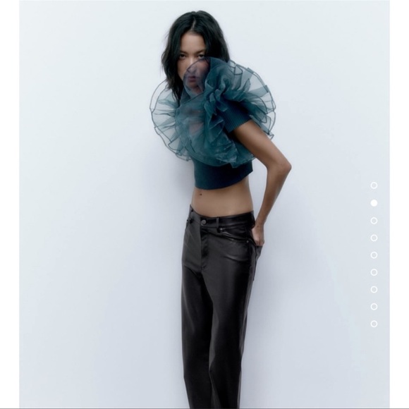 Zara Contrasting Organza Top - Picture 2 of 9